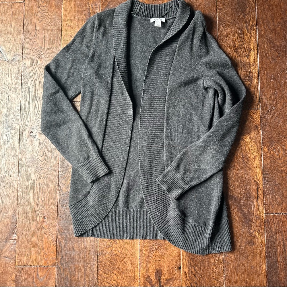 Ann Taylor LOFT Charcoal Gray Women’s Long Cardigan Sweater Size Medium